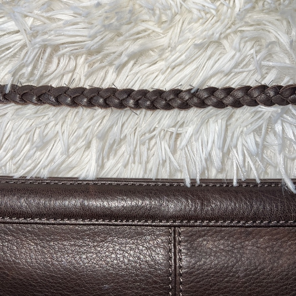 SIGRID OLSEN LEATHER brown clutch with shoulder strap - Picture 7 of 13